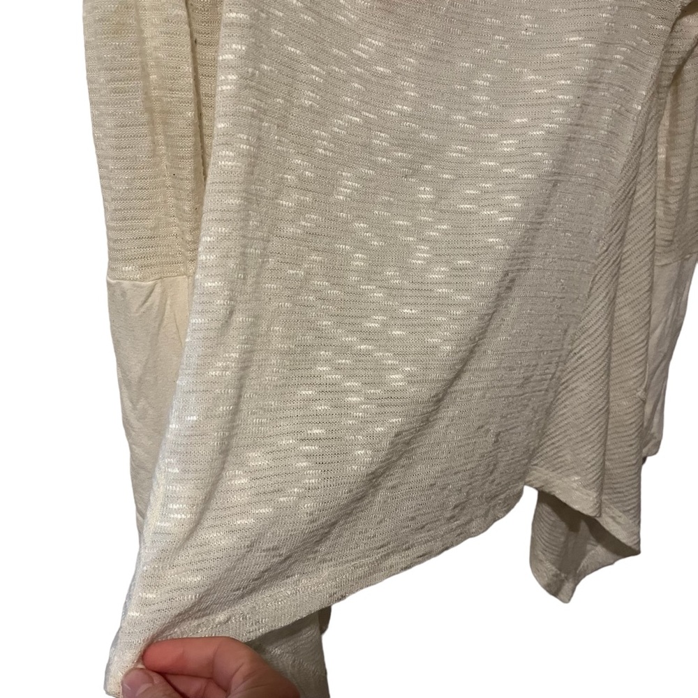 Skies are Blue Lightweight Open Front Cardigan Hooded Size Small Cream Color - Picture 13 of 16